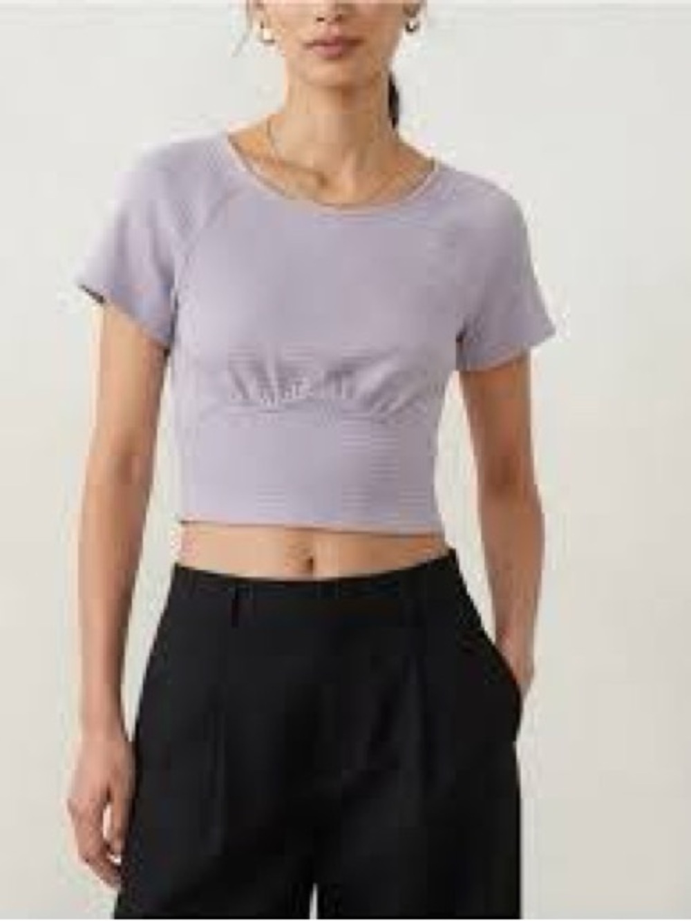 Lilac Ribbed Short Sleeve Cropped Top - Women's Madewell like new